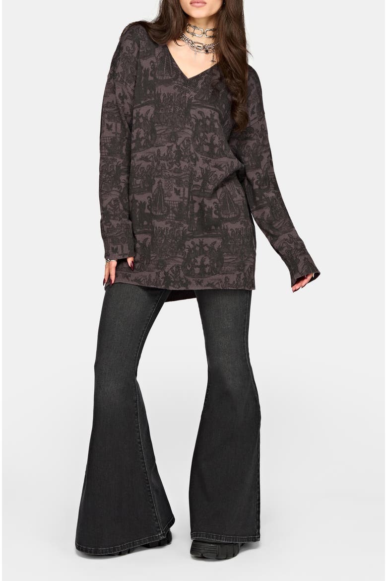 Diabolical V-Neck Knit Sweater, Alternate, color, Grey