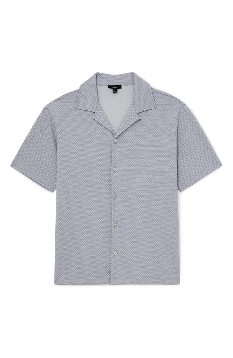 Reiss Felipe Textured Knit Cotton Blend Camp Shirt, Alternate, color, Soft Blue