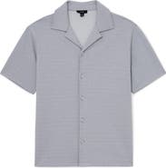 Reiss Felipe Textured Knit Cotton Blend Camp Shirt