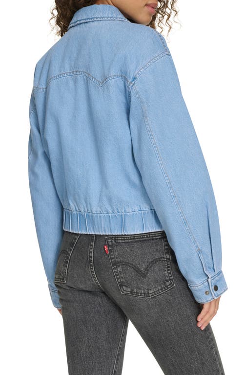 Levi's Women's Western Zip-front Denim Bomber Jacket In Light Wash Denim
