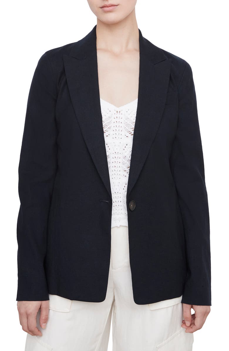 Vince Linen Blend Blazer, Main, color, Marina