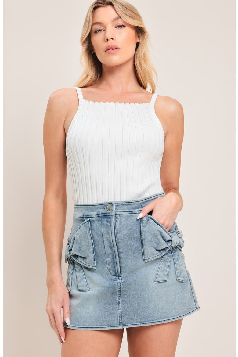 Bow Pocket Denim Skort, Alternate, color, LIGHT INDIGO