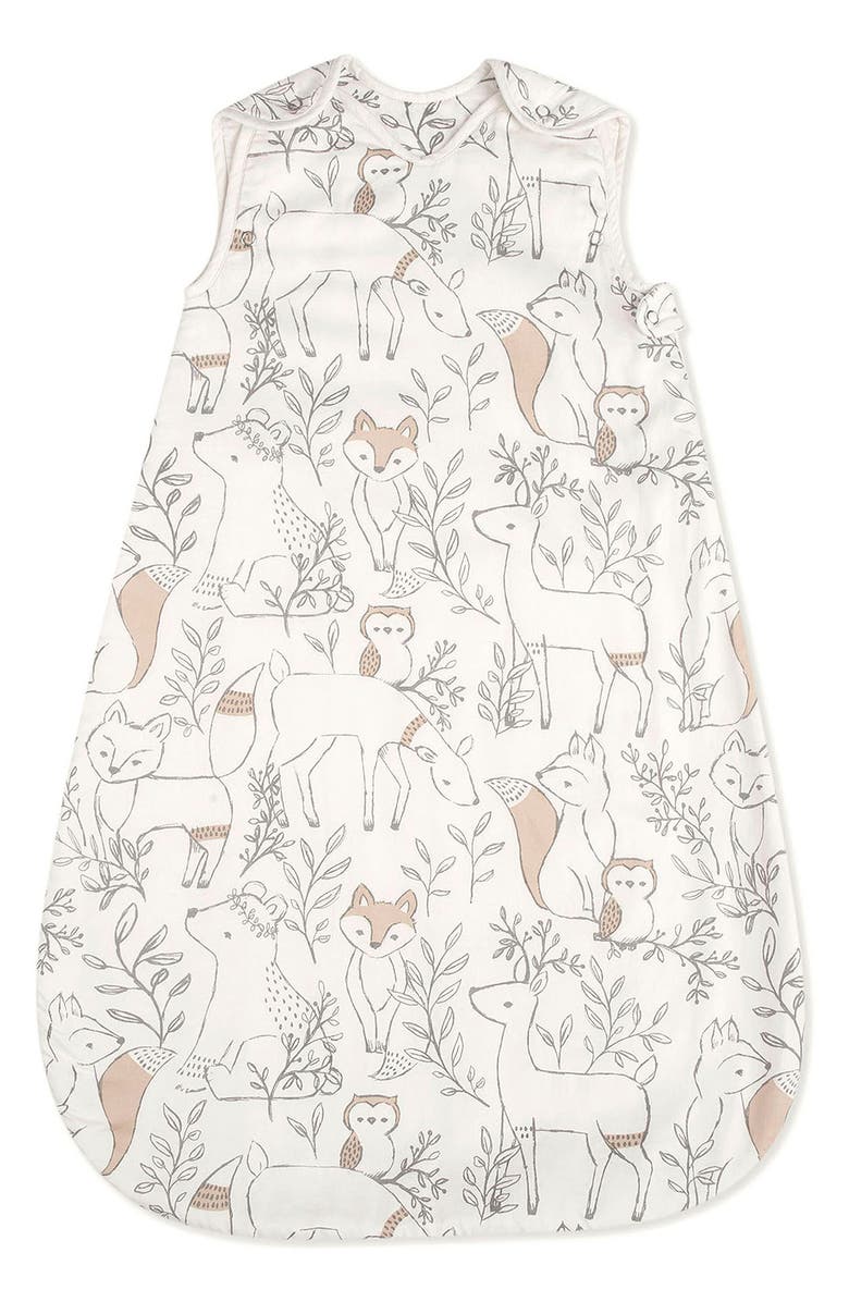 CRANE BABY Cotton Wearable Blanket, Main, color, Beige Multi