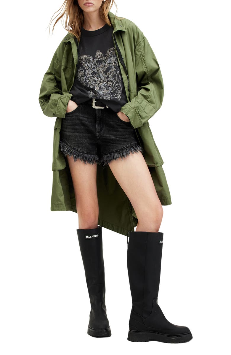 AllSaints Covenant Oversize Embellished Cotton Graphic T-Shirt, Alternate, color, Washed Black