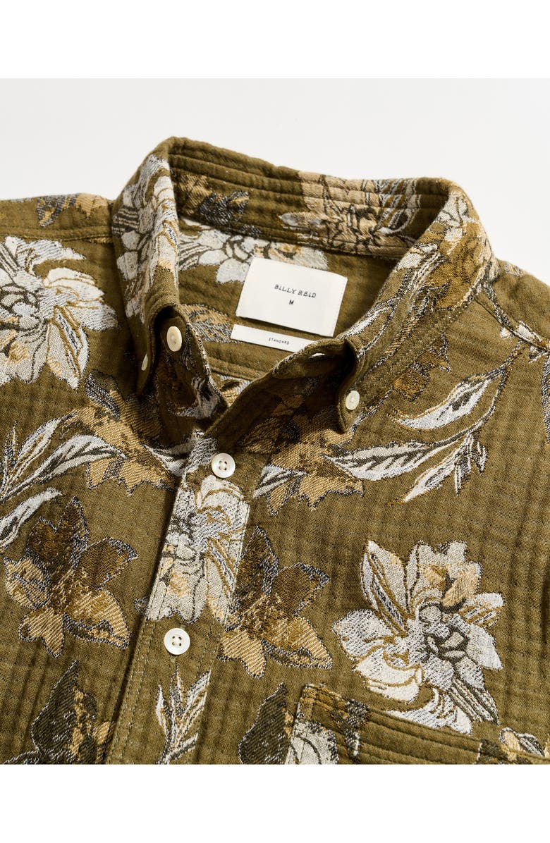 Billy Reid Tuscumbia Peony Jacquard Button-Down Shirt, Alternate, color, Olive Multi