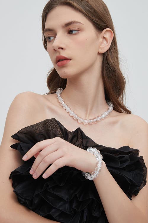 Classicharms Frostnova Azeztulite Clear Phantom Large Crystal Sphere Necklace-14mm In Gold