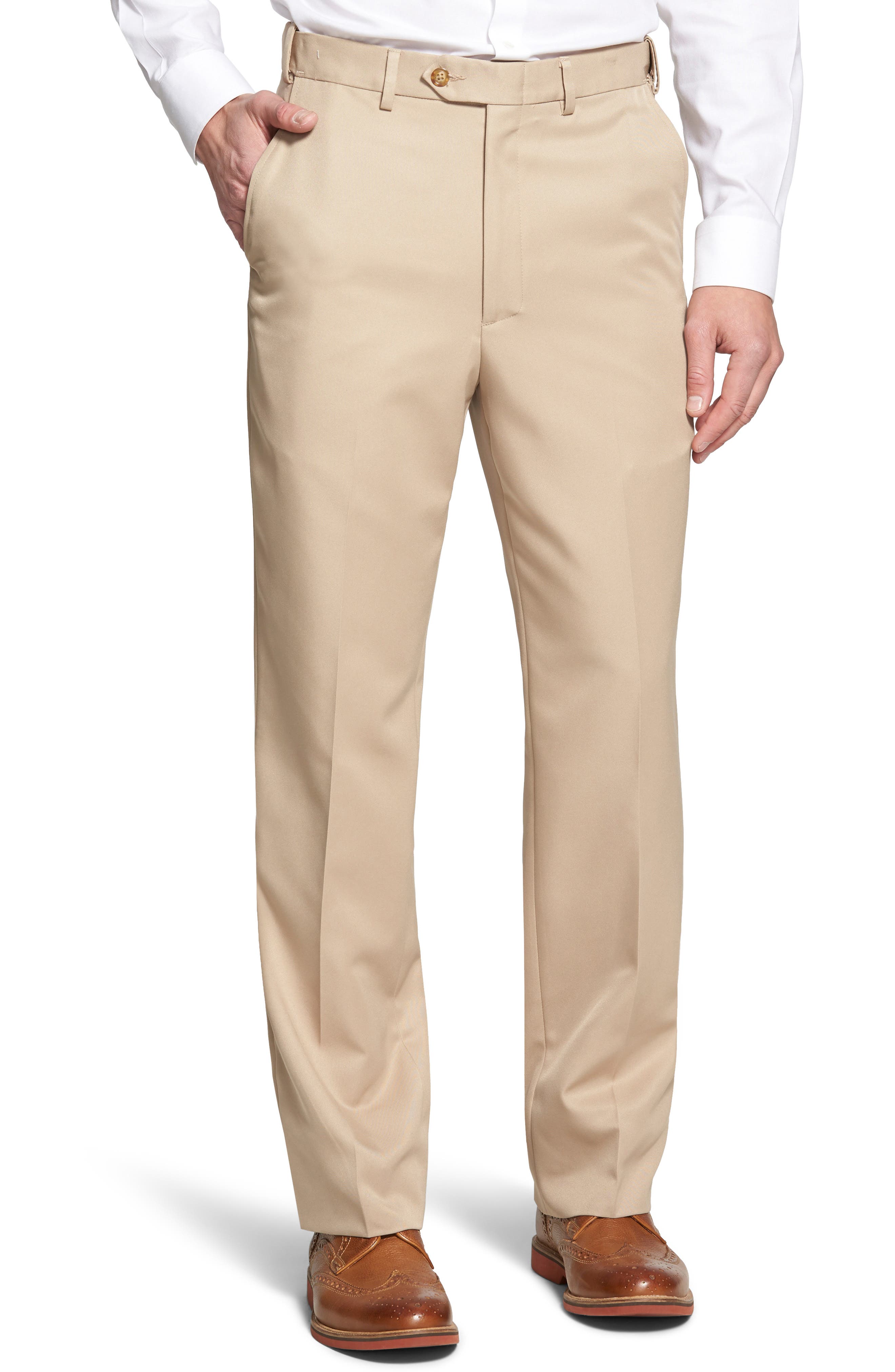 Self Sizer Waist Flat Front Classic Fit Microfiber Trousers - image 3