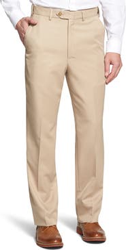 Berle Self Sizer Waist Flat Front Classic Fit Microfiber Trousers