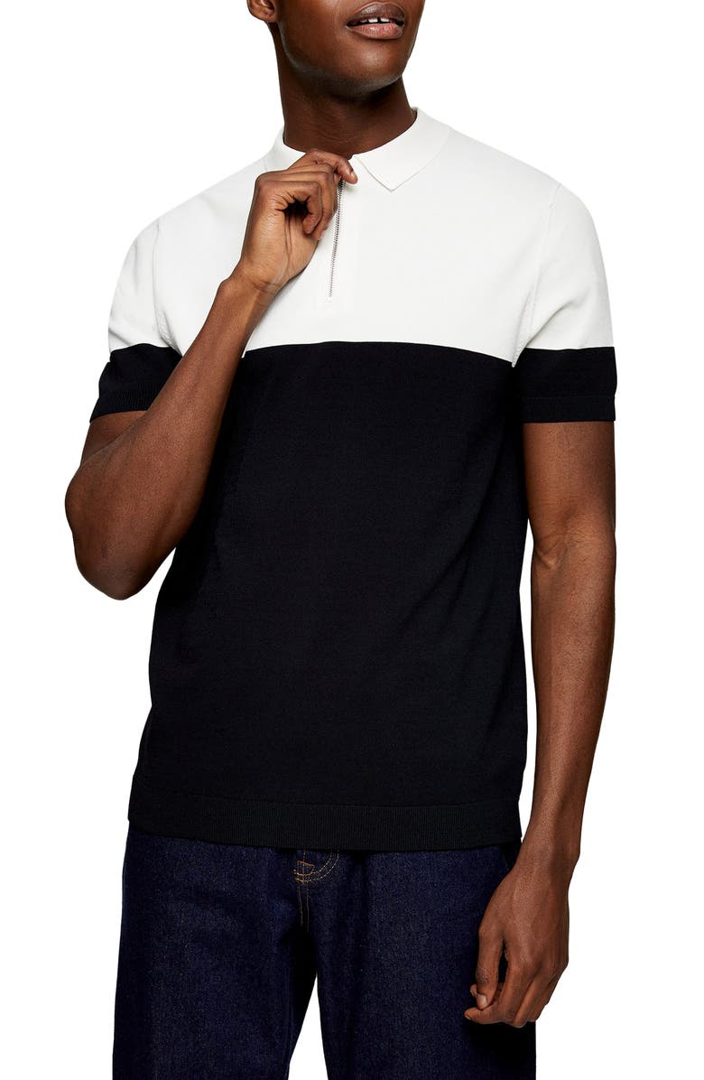 Topman Colorblock Polo Sweater, Main, color,