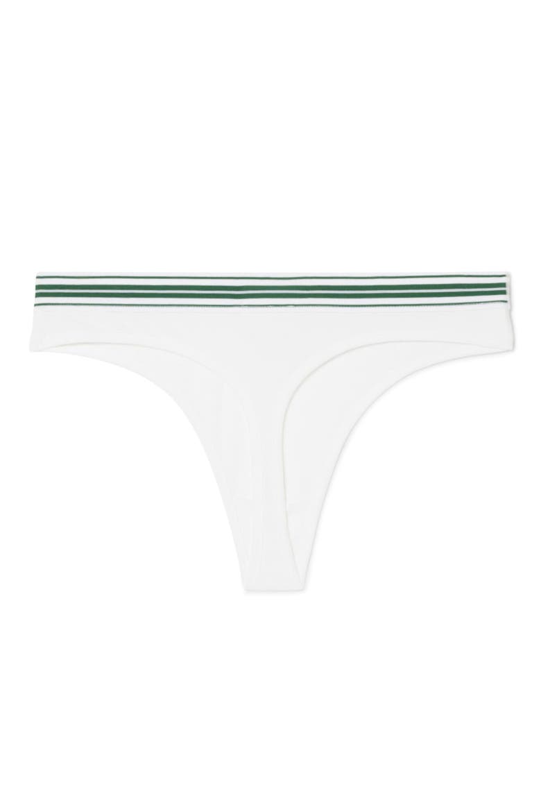 High Waist Stretch Cotton Jersey Thong, Alternate, color, WHITE