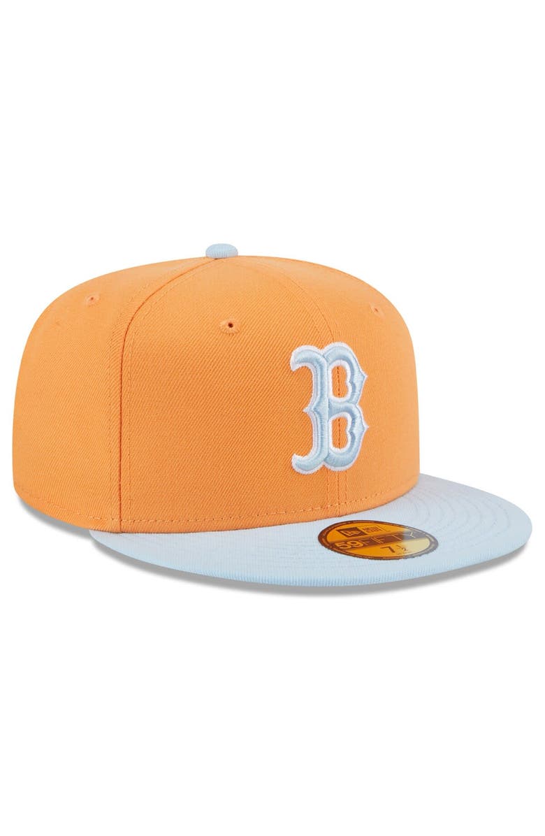 New Era Men's New Era Orange/Light Blue Boston Red Sox Spring Color Basic Two-Tone 59FIFTY Fitted Hat, Alternate, color, 