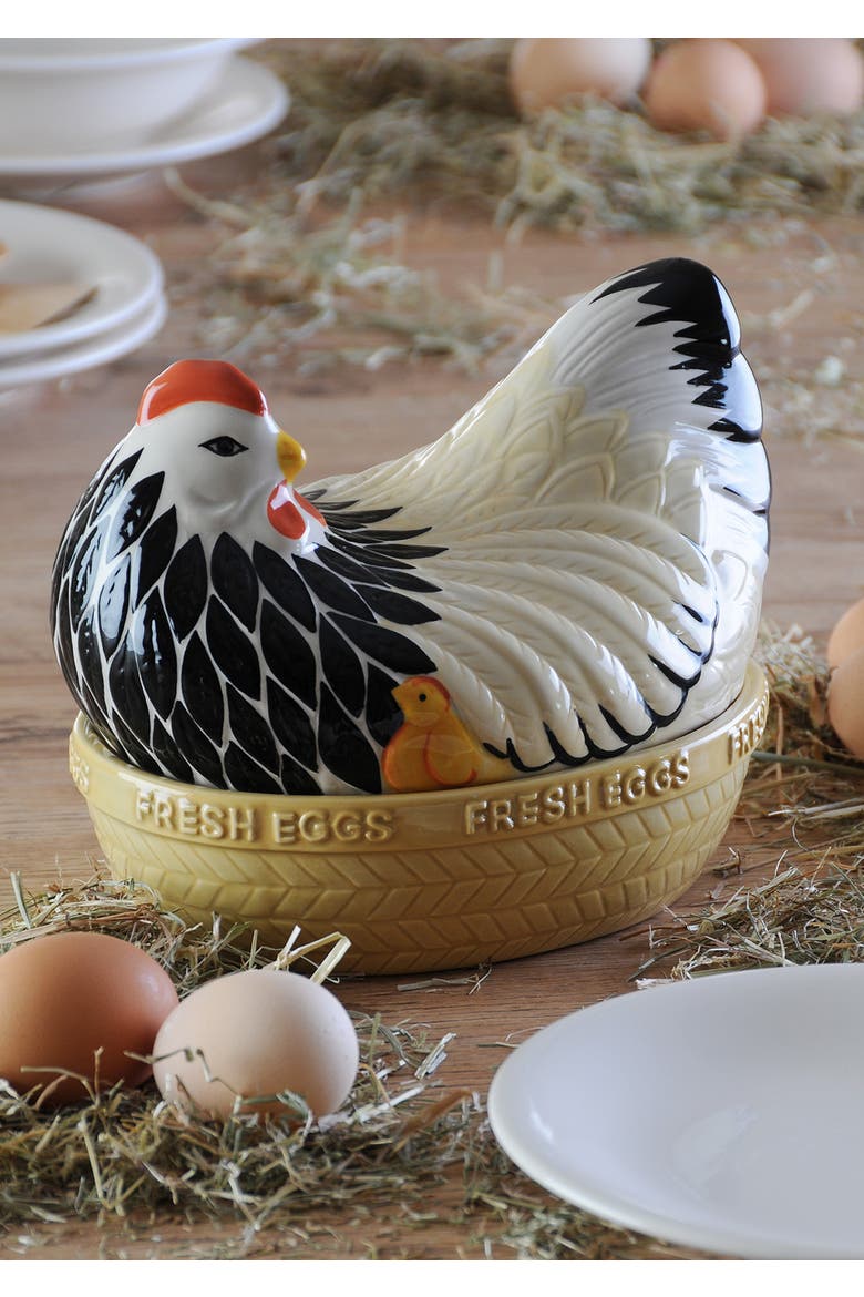 Home to Roost Mother Hen Egg Storage, Ceramic, Alternate, color, Multicolor