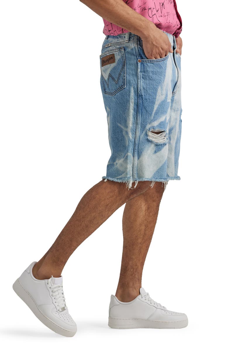 Wrangler Distressed Loose Fit Raw Hem Denim Shorts, Alternate, color, 