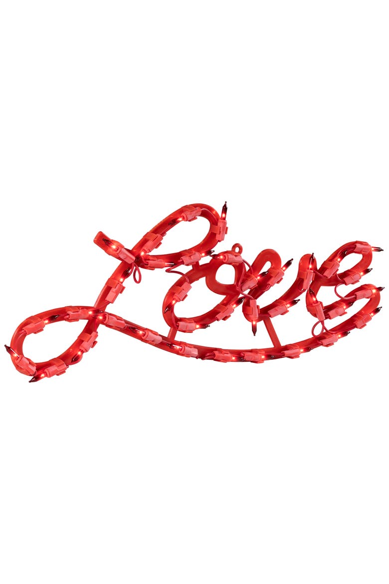 17" Red Lighted Love Valentine's Day Window Silhouette, Alternate, color, Red