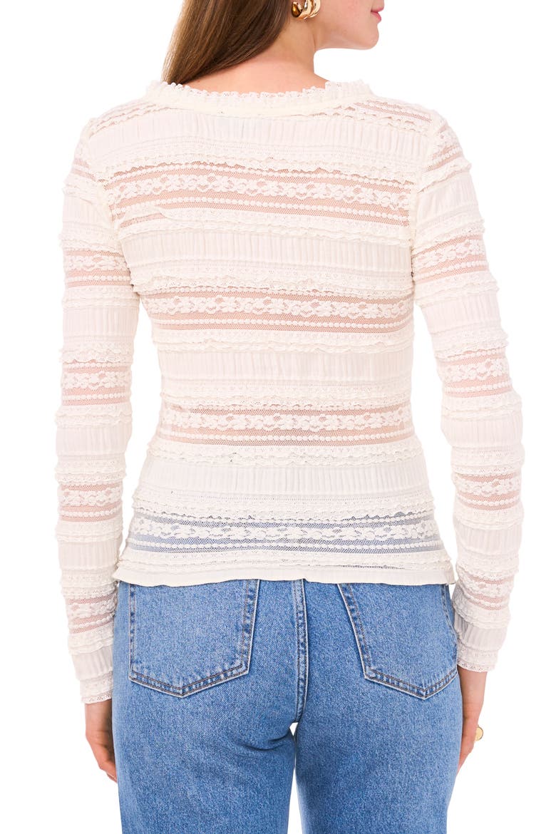 Ruffle Long Sleeve Lace Top, Alternate, color, NEW IVORY