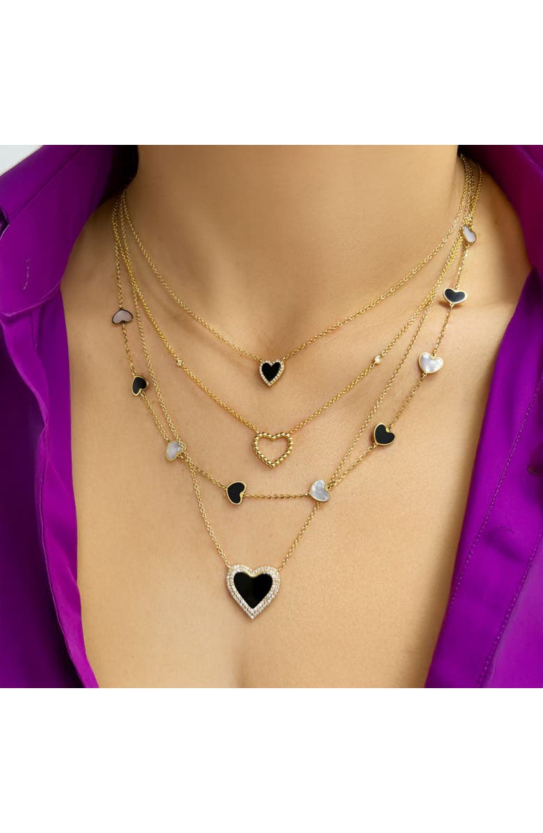 The Lovery Fine Jewelry Gold Bead Open Heart Necklace, Alternate, color, Yellow Gold