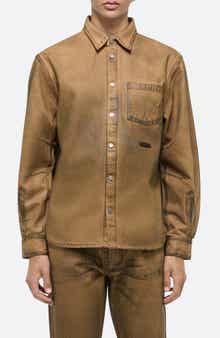 Helmut Lang Curved Organic Cotton Denim Snap-Up Shirt