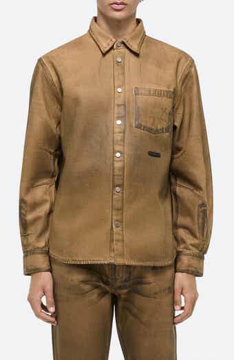 Helmut Lang Curved Organic Cotton Denim Snap-Up Shirt