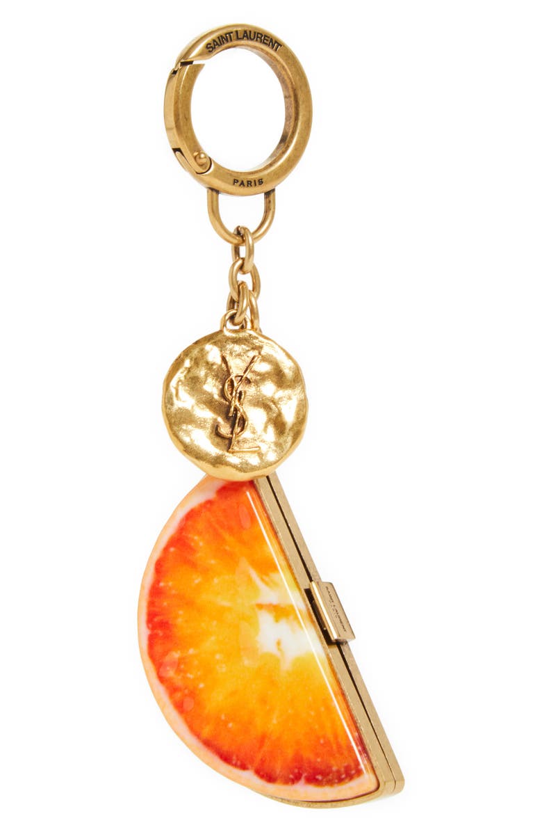 Saint Laurent Orange Key Ring, Main, color, Orange Multicolor