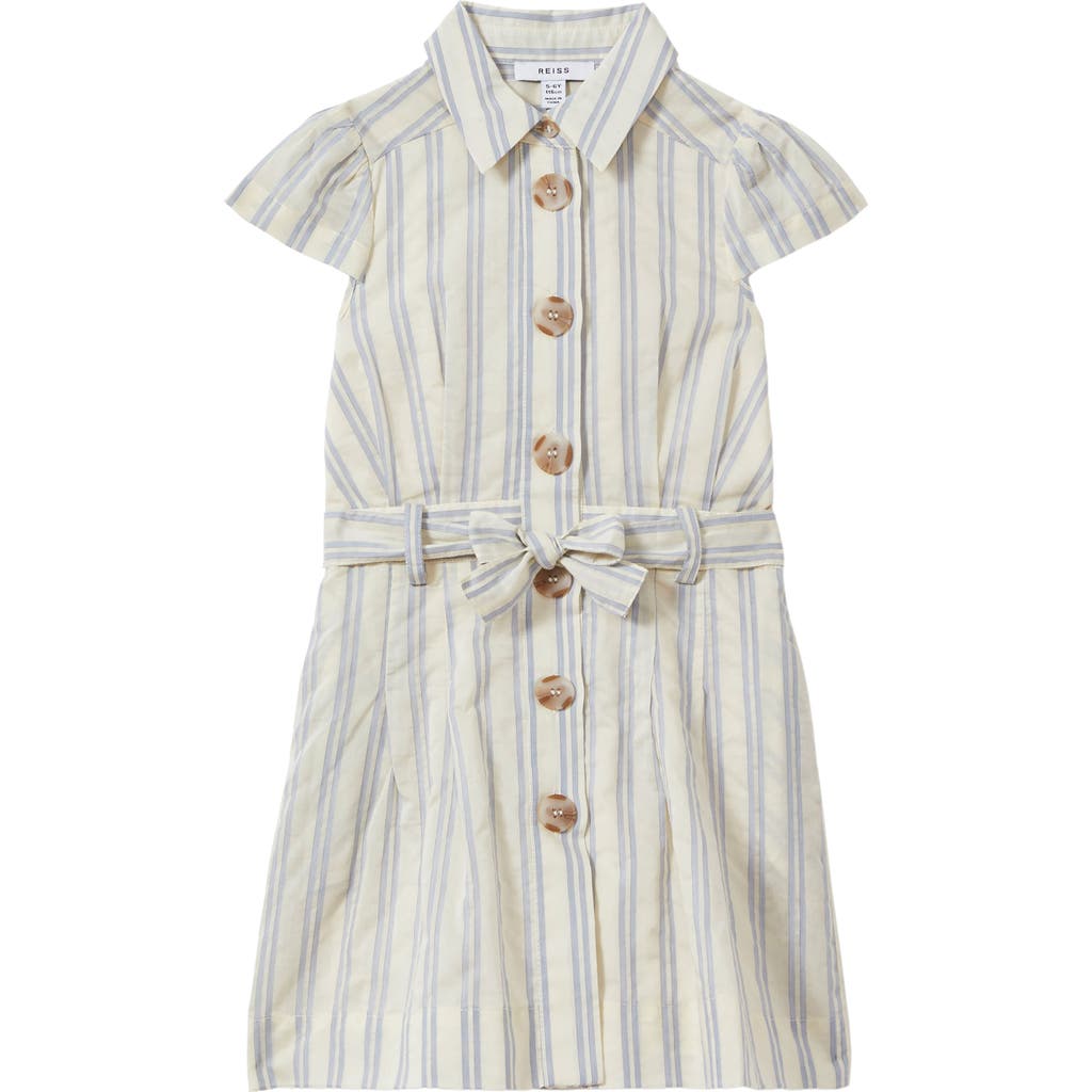 REISS REISS KIDS' SELENA SR. STRIPE COTTON & SILK OPEN BACK SHIRTDRESS