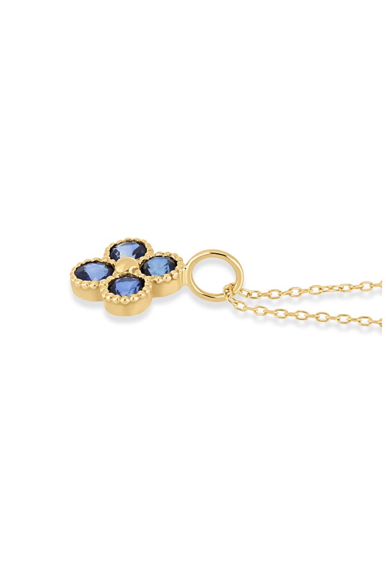 18K Gold El Mar Gemstone Clover Pendant Necklace (Online Trunk Show), Alternate, color, 18K YELLOW GOLD/ SAPPHIRE