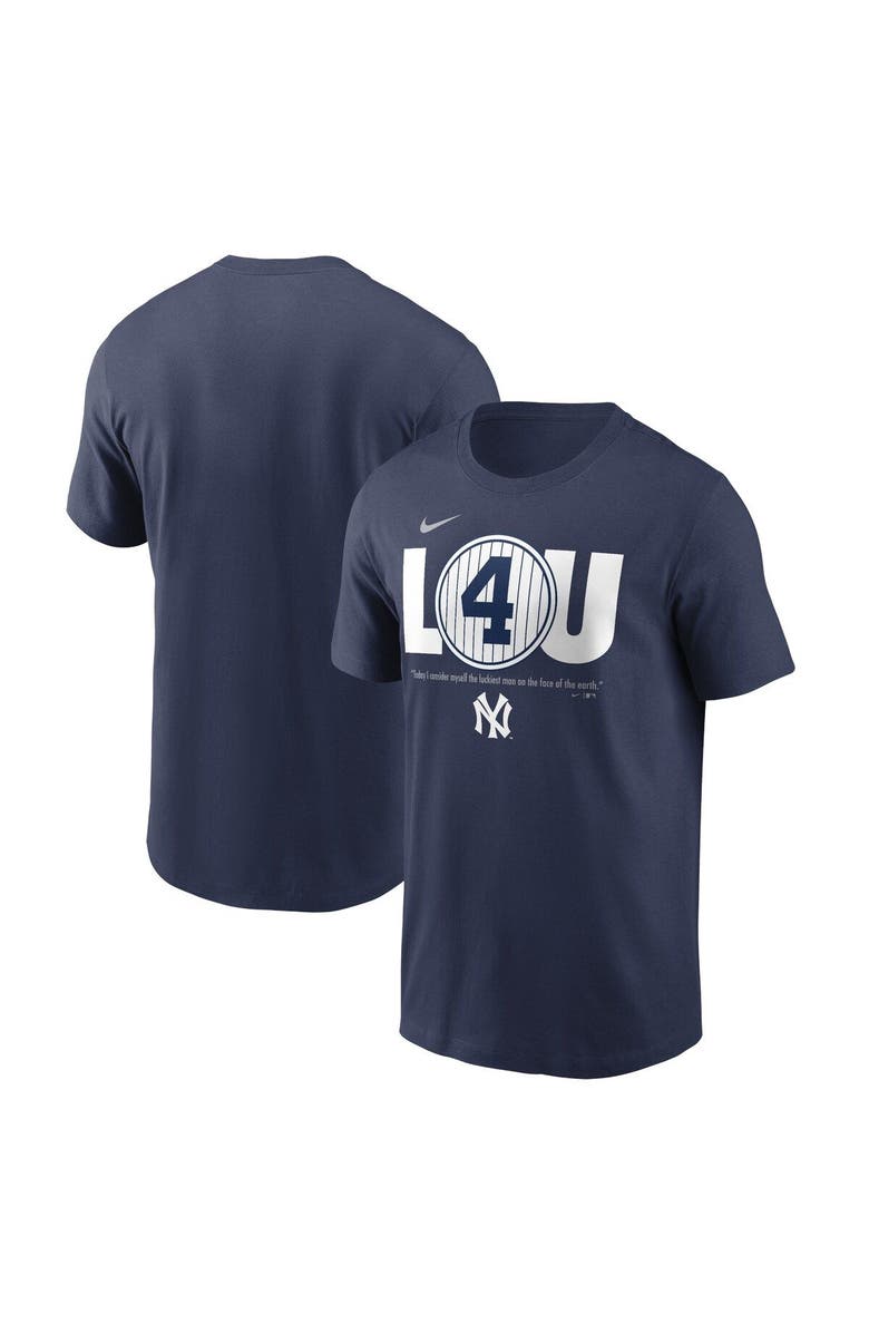 Nike Men's Nike Lou Gehrig Navy New York Yankees Cooperstown Collection Lou Gehrig Day Retired Number T-Shirt, Main, color, Navy