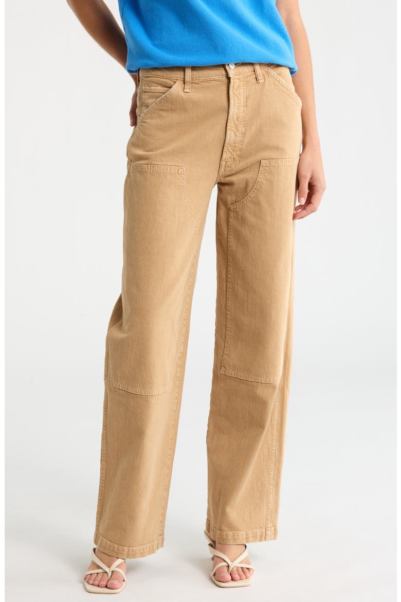 The Bee's Knees Stud Finder Sneak High Waist Wide Leg Carpenter Pants, Main, color, DEVIL DOESNT CARE WHOLE WHEAT