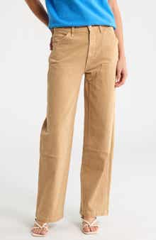 MOTHER The Bee's Knees Stud Finder Sneak High Waist Wide Leg Carpenter Pants