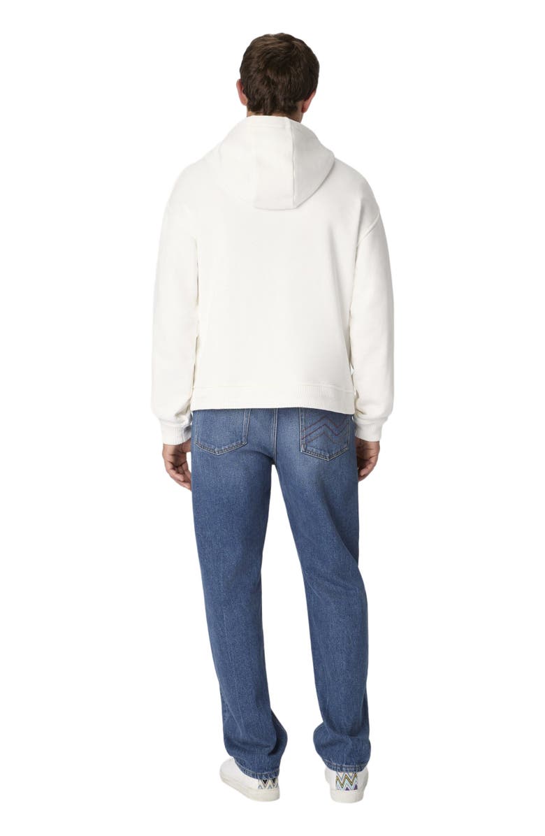 Missoni Cotton Fleece Cardigan With Zigzag Insert And Hood, Alternate, color, White