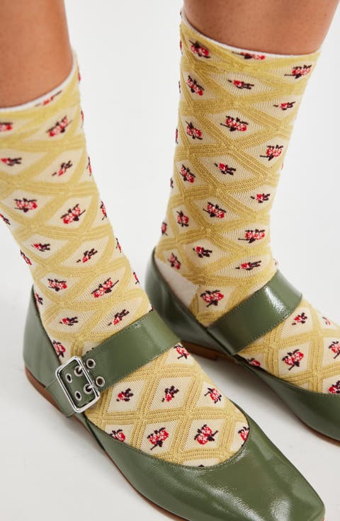 Floral Jacquard Socks
