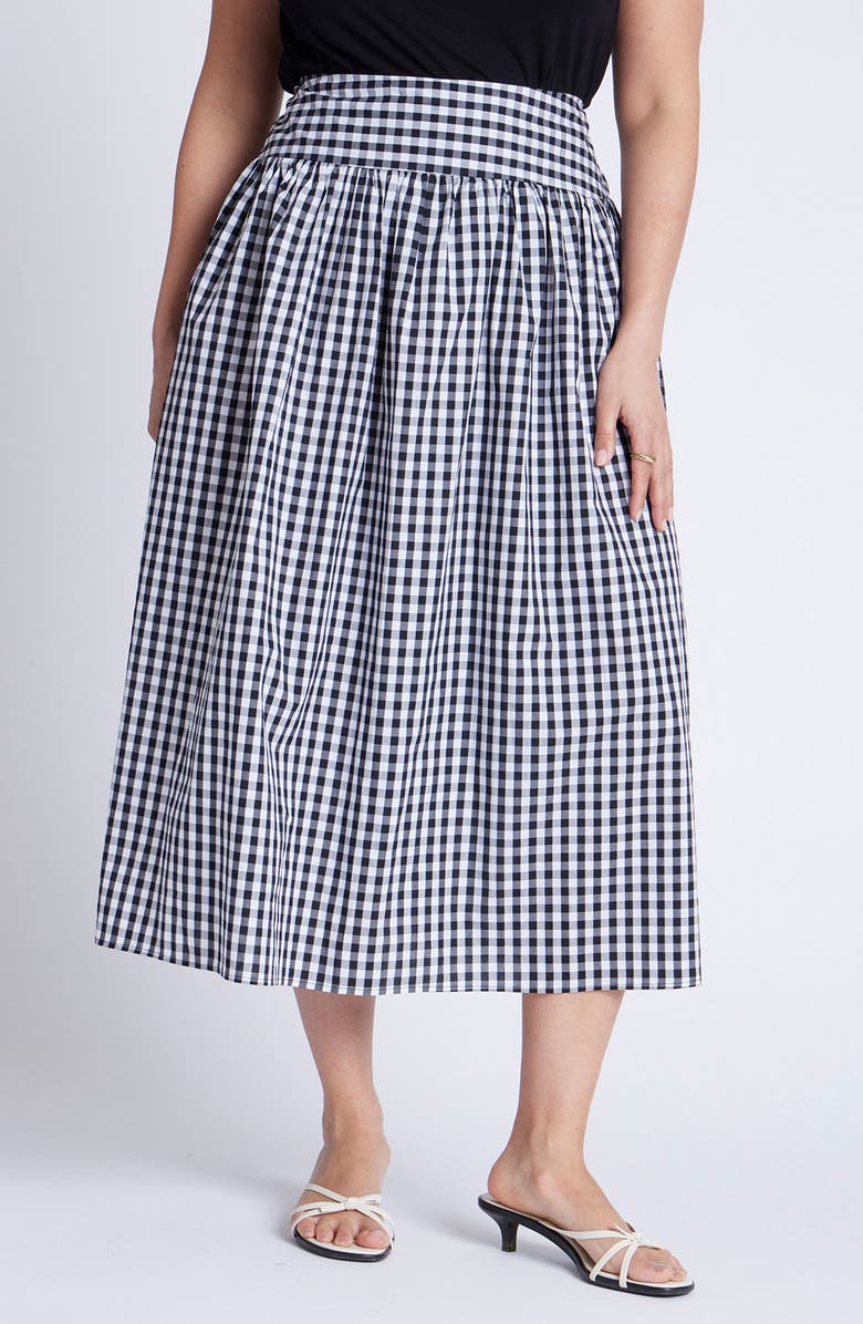 ELOQUII Gingham Maxi Skirt, Main, color,