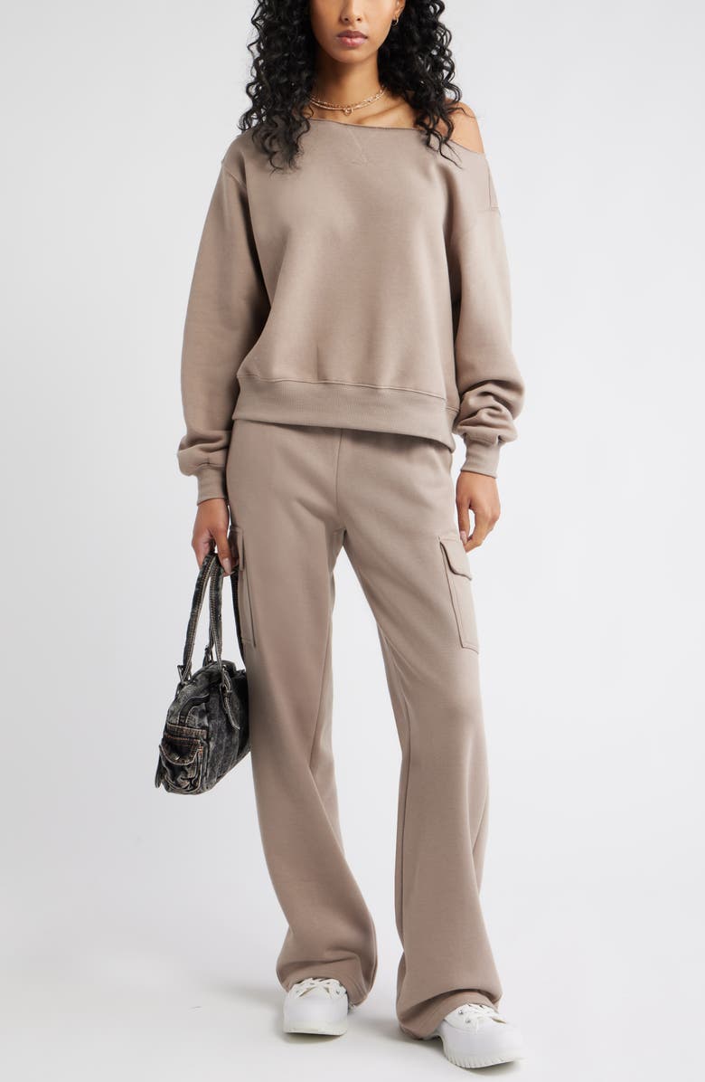 BP. Baggy Wide Leg Cargo Sweatpants, Alternate, color, Grey Fungi