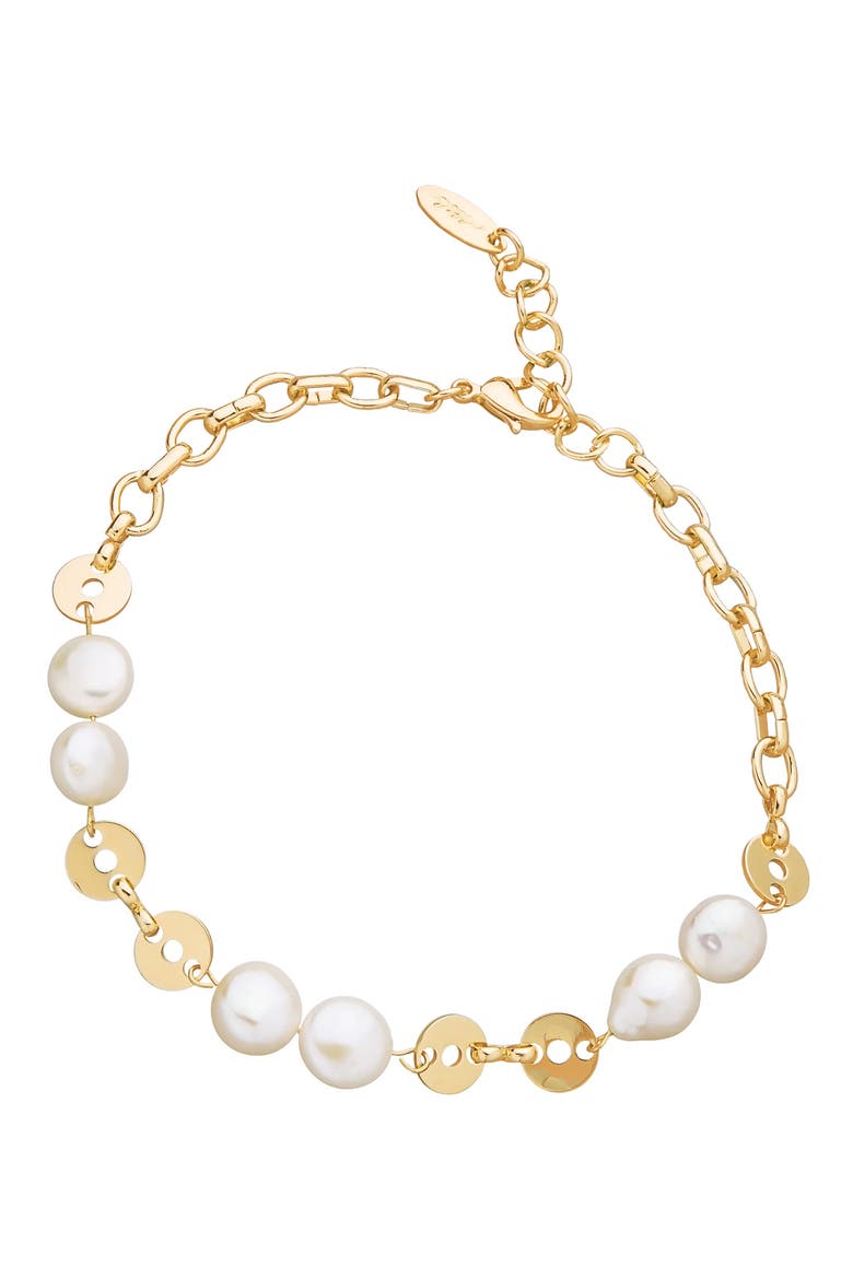 Freshwater Pearl Anklet, Main, color, GOLD