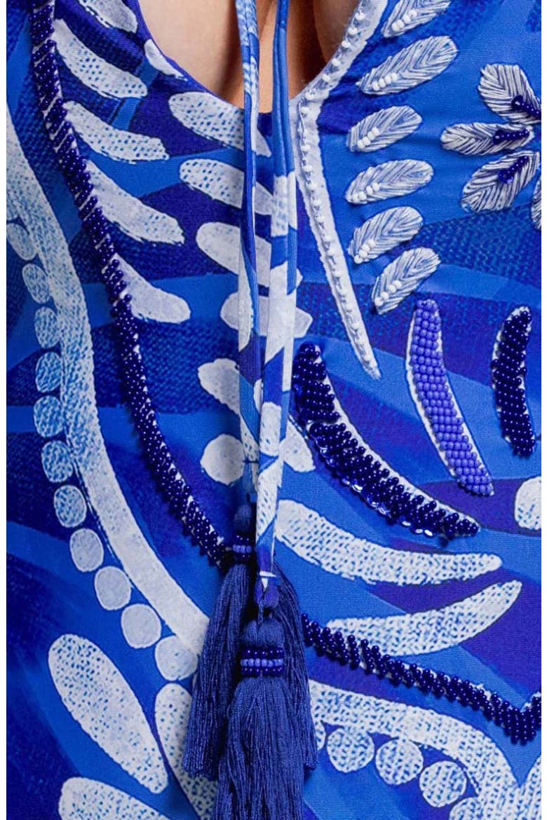 Tassel Tie Cutout One-Piece Swimsuit, Alternate, color, BLUE DAHLIA