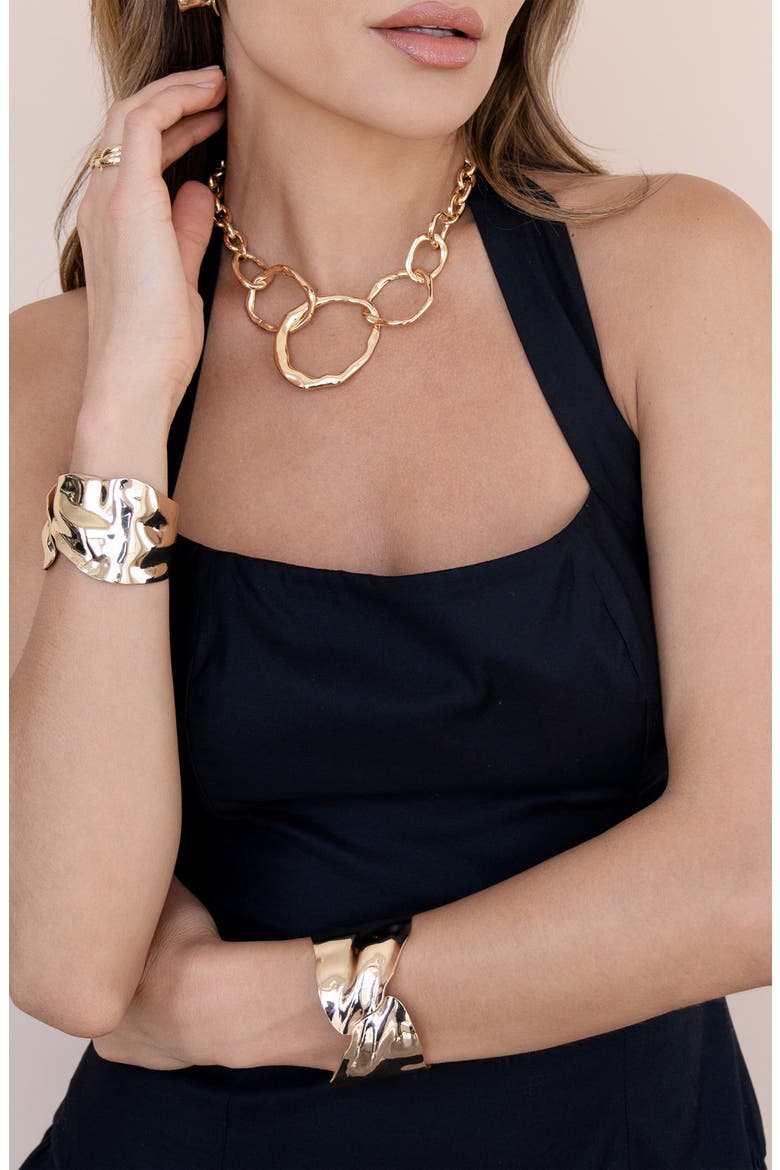 Interlocking Loop Necklace, Alternate, color, GOLD