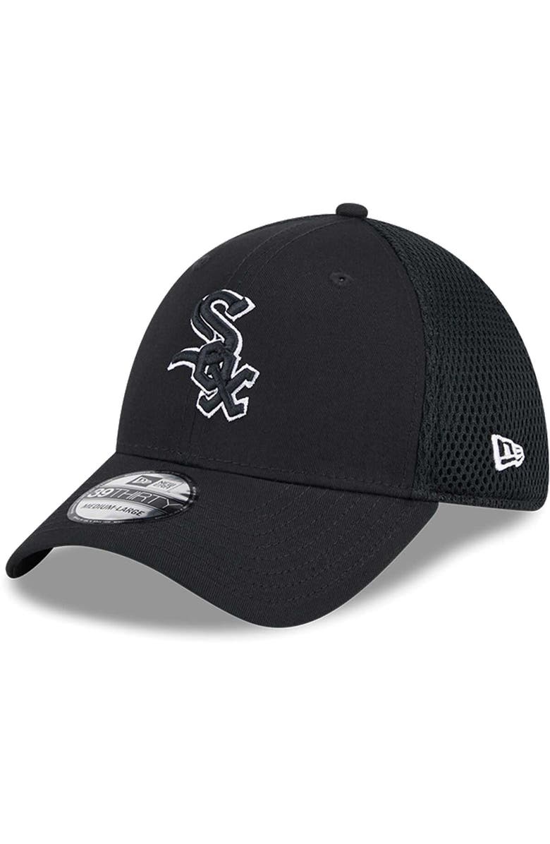 New Era Men's New Era Chicago White Sox Evergreen Black & White Neo 39THIRTY Flex Hat, Main, color, Black