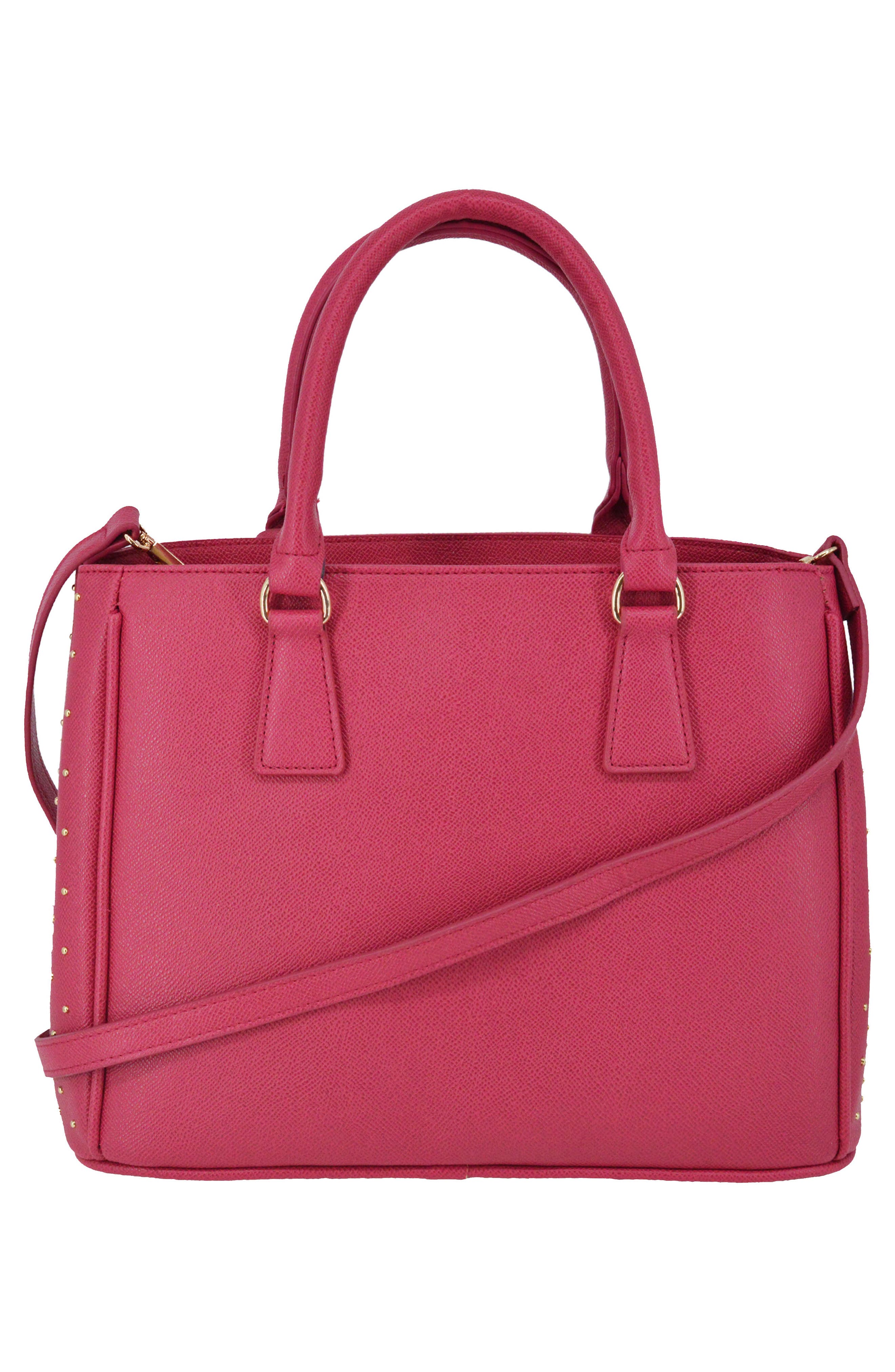 Sagan Studded Satchel, Alternate, color, DARK PINK