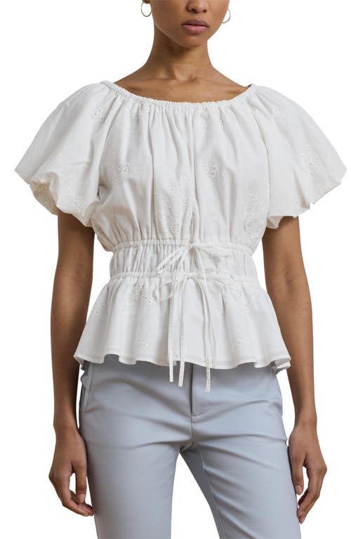 RALPH LAUREN LAUREN RALPH LAUREN EMBROIDERED EYELET COTTON PEPLUM TOP