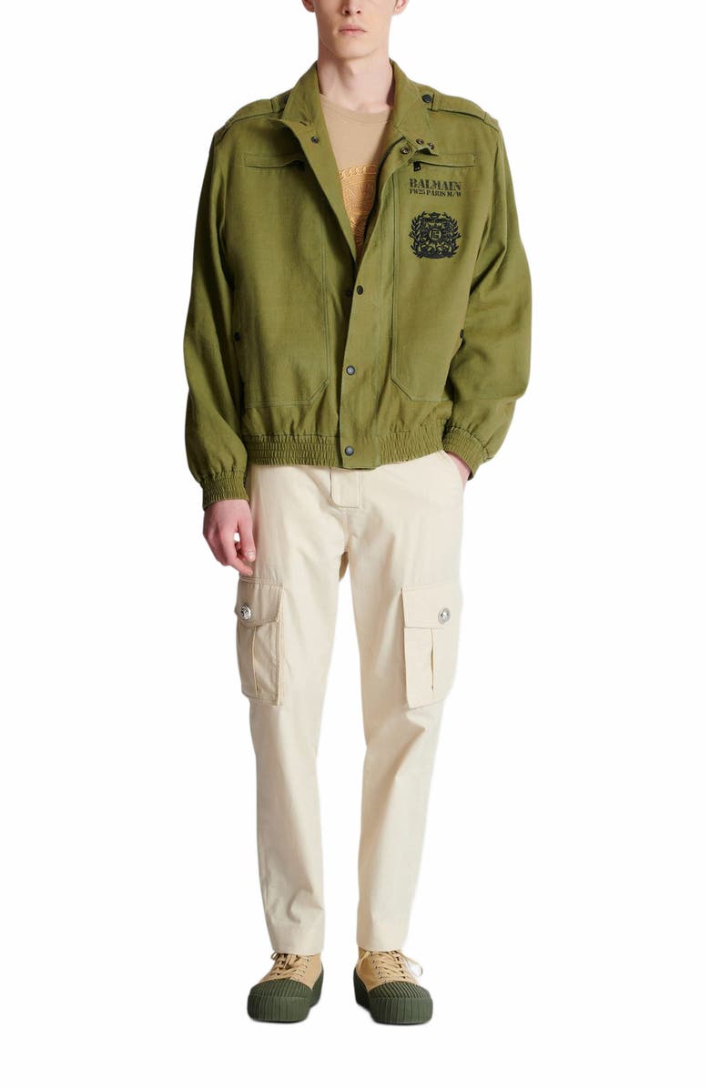 Balmain Cotton Cargo Trousers, Alternate, color, Beige