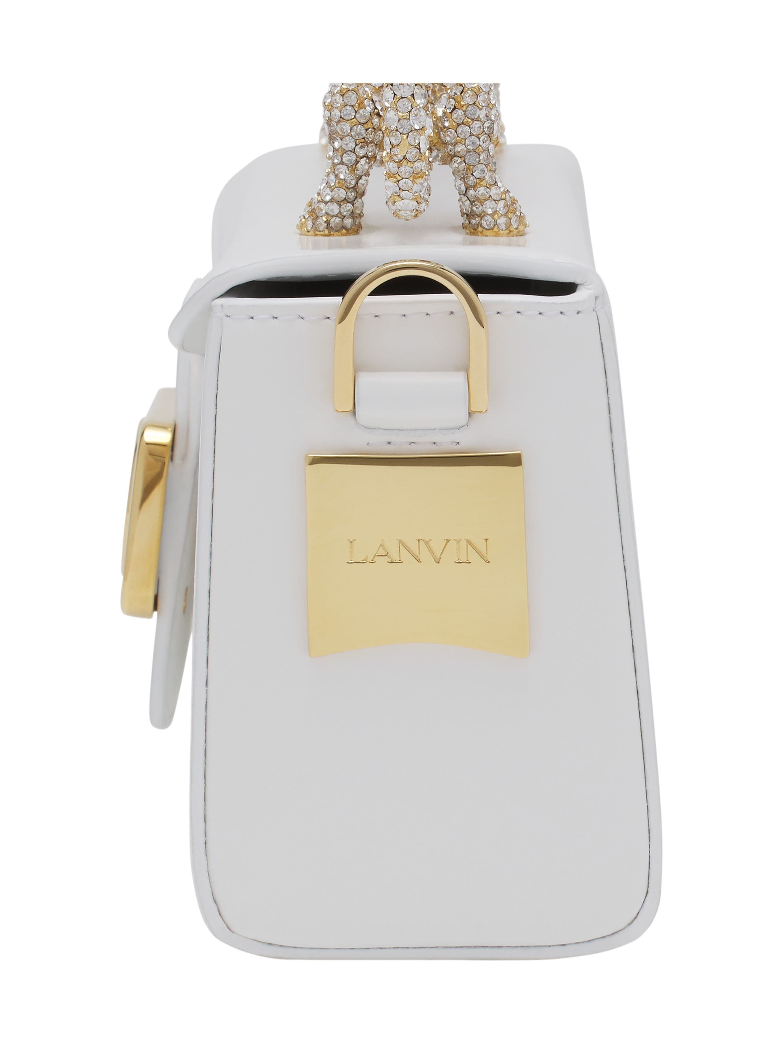 Lanvin PENCIL CAT BAG IN LEATHER AND RHINESTONES, Alternate, color, White