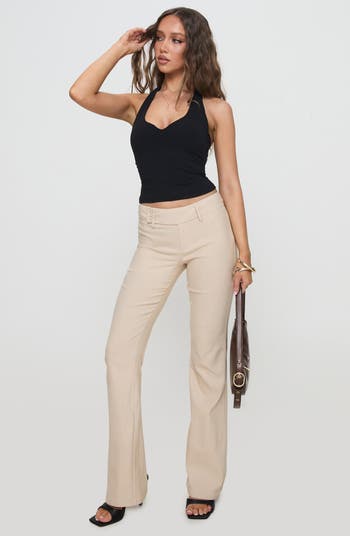 Pagano Pinstripe Cotton Blend Flare Leg Pants