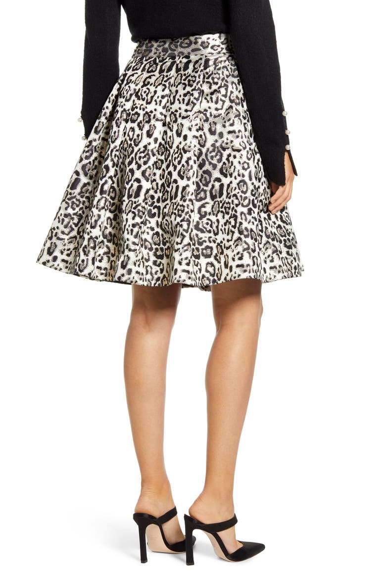 Metallic Leopard Jacquard Full Skirt, Alternate, color, TAN METALLIC LEOPARD