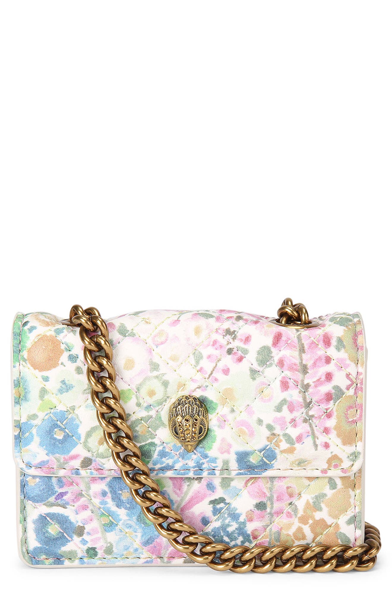Kurt Geiger London Floral Couture Micro Kensington Floral Quilted Crossbody Bag, Main, color, 