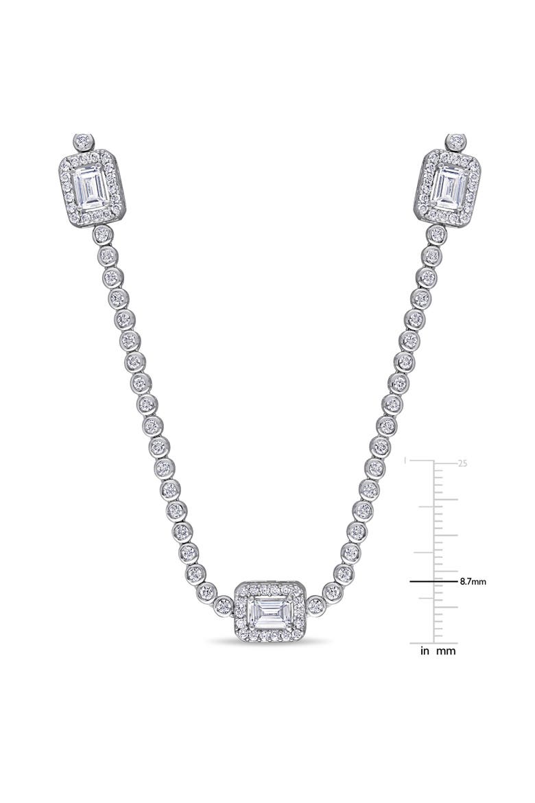 Cubic Zirconia Station Necklace Sterling Silver, Alternate, color, Sterling Silver