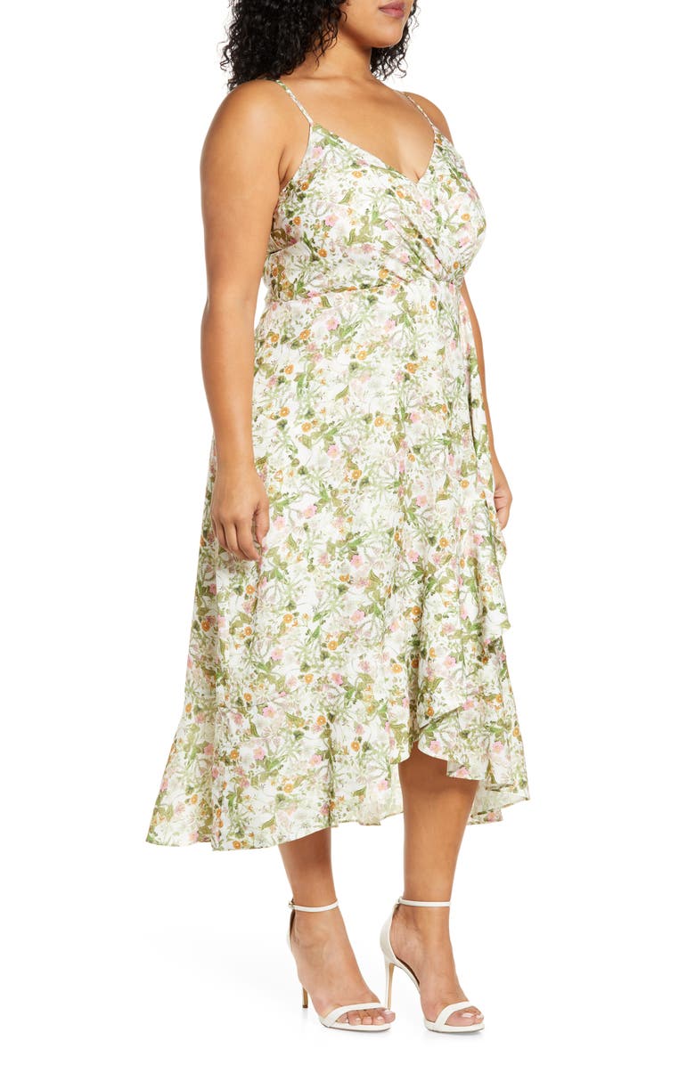 Chelsea28 Floral Faux Wrap Midi Dress, Alternate, color, 