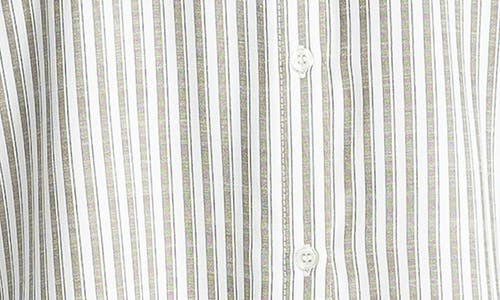 Max Studio Stripe Roll Tab Button-up Utility Shirt In Gray