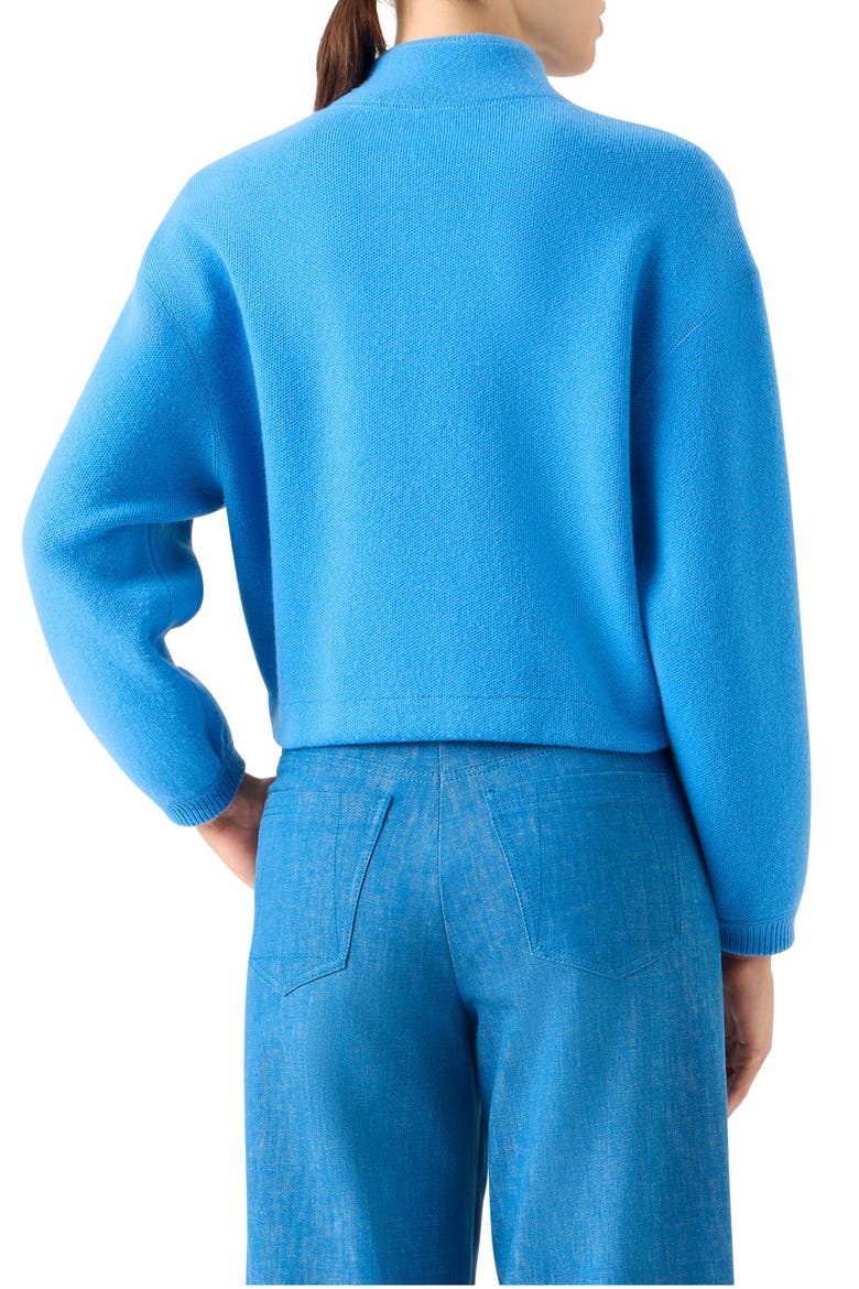 Cashmere Piqué Crop Zip-Up Cardigan, Alternate, color, TWILIGHT