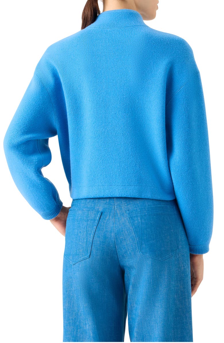 Akris Cashmere Piqué Crop Zip-Up Cardigan, Alternate, color, Twilight