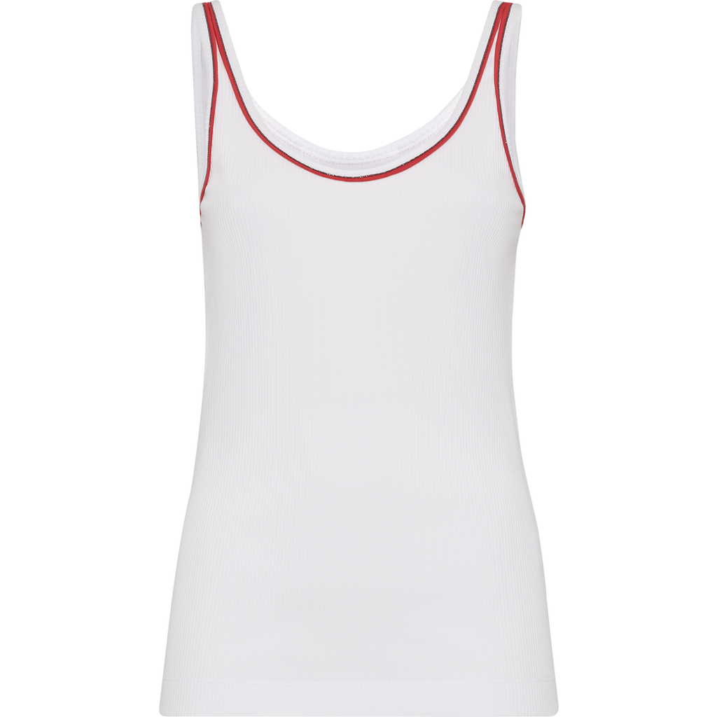 Brunello Cucinelli Women Cotton Top With Shiny Piping In Off-white