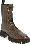 AllSaints Maren Croc Embossed Combat Boot